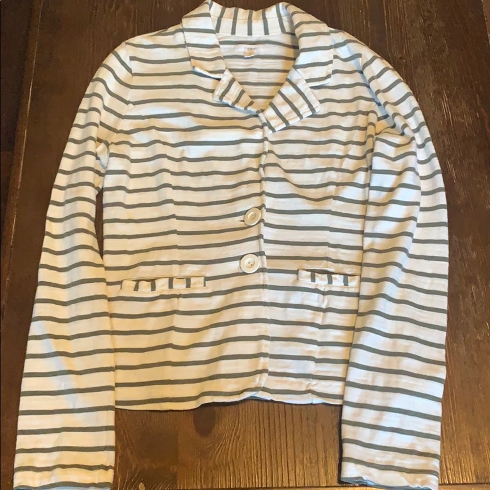 Caslon Olive and Cream Striped Light Blazer